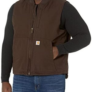 Men's Loose Fit Washed Duck Insulated Rib Collar Vest