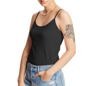 Women's Stretch Cotton Cami with Built-In Shelf Bra