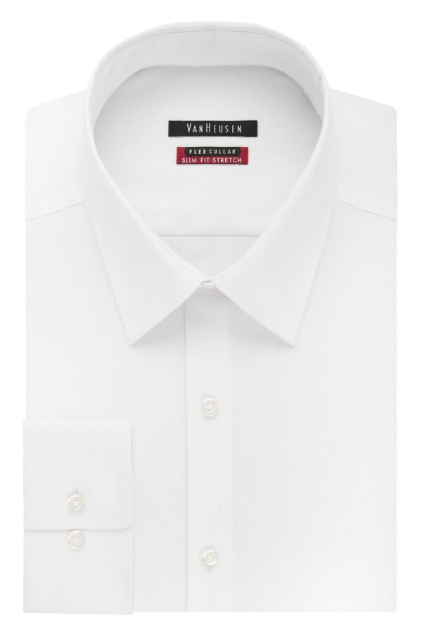 Men's Dress Shirt Slim Fit Flex Collar Stretch Solid