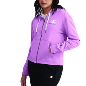 Women Full Zip Hoodie, Left Chest Script