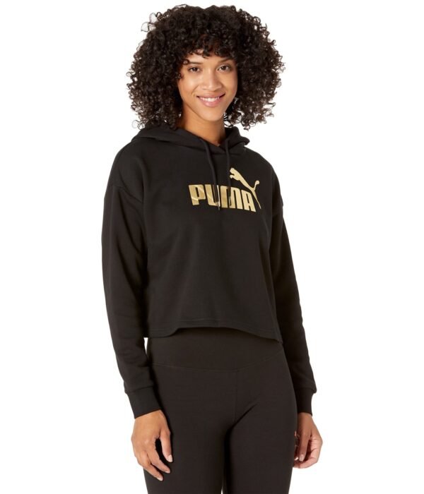 Women Cropped Metallic Logo Hoodie