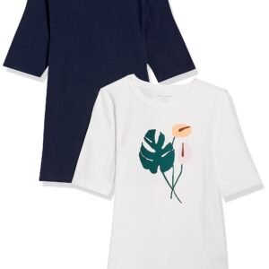 Women's Ribbed Knit Half-Sleeve Crew Neck Slim-Fit T-Shirt, Multipacks