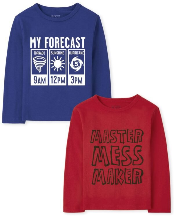 Baby Boys and Toddler Boys Long Sleeve Graphic T- Shirt 2-pack