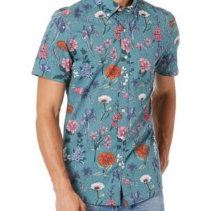 Men's Slim-Fit Short-Sleeve Printed Poplin Shirt